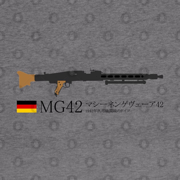 MG42 Maschinengewehr 42 Historical 1942 German general-purpose machine gun. black in Japanese マシーネンゲヴェーア42 1942年汎用機関銃のドイツ by FOGSJ